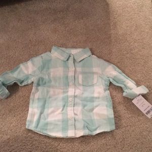Carters girls 18 month mint green plaid shirt